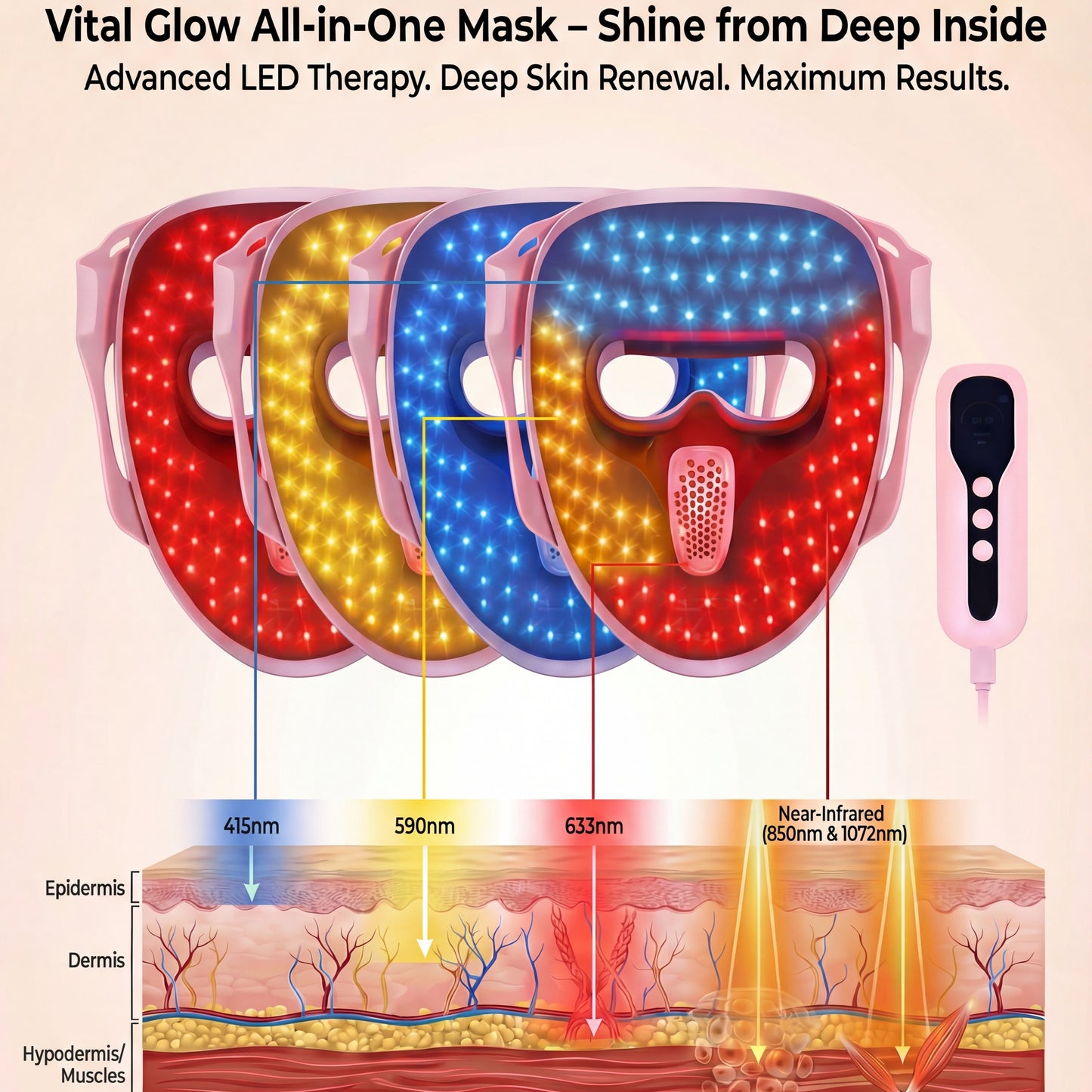 4D LED Red Light Therapy Face Mask with Near-Infrared Light