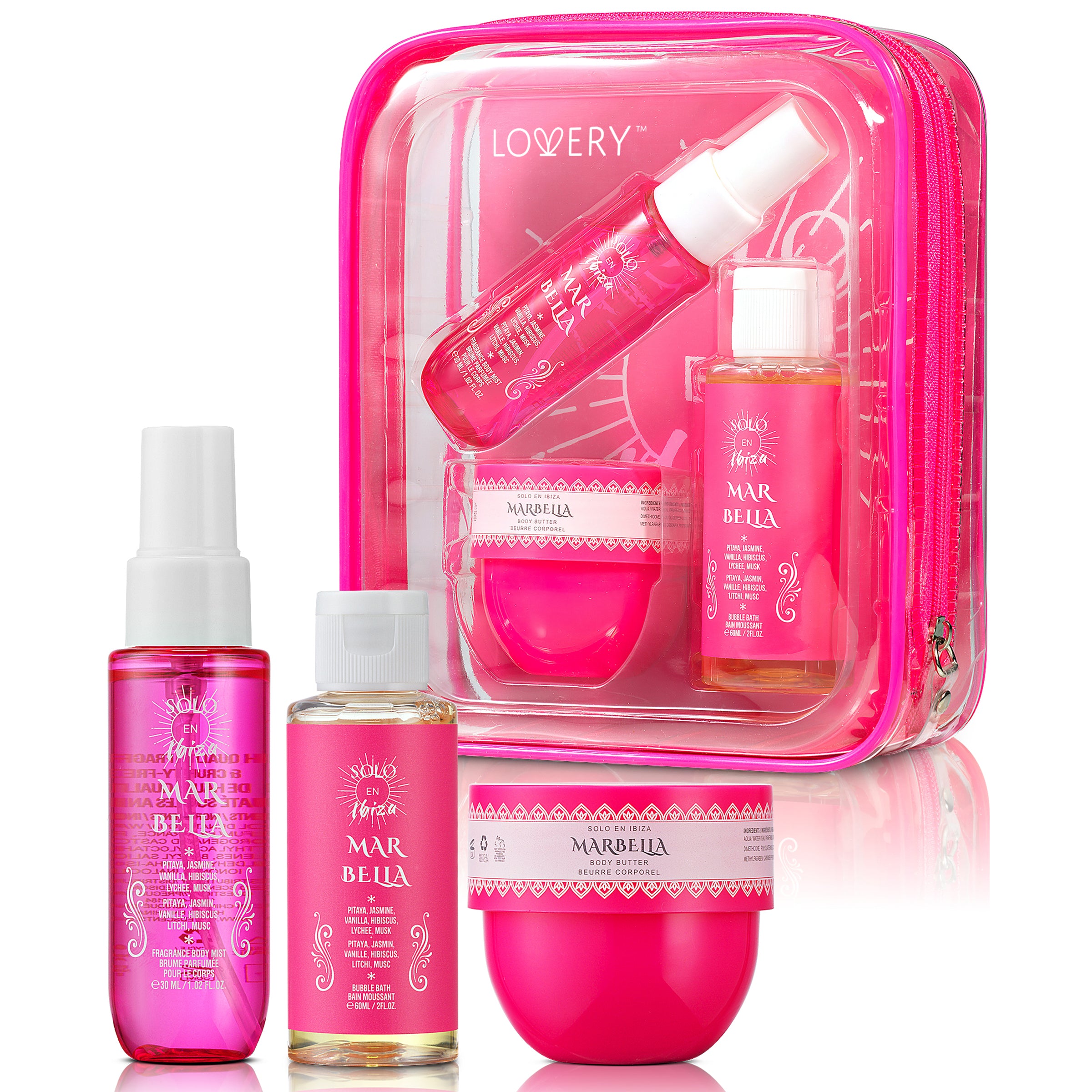 mar bella gift set,solo en ibiza,bath body set,tropical body care