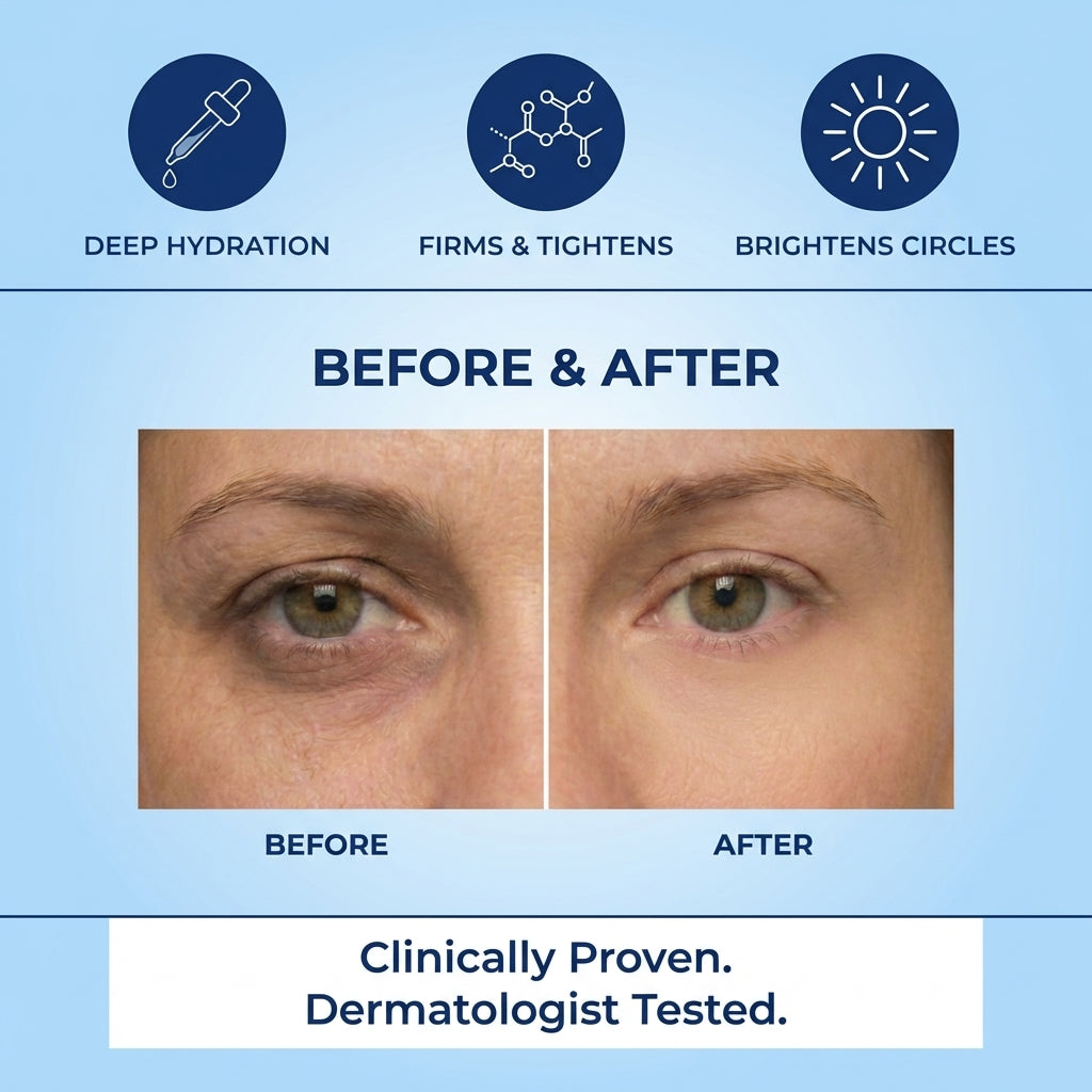 Korean Skin Care Hyaluronic Eye Cream, Instant Tightening & Hydrating, Firming & Depuffing Korean Under-Eye Treatment