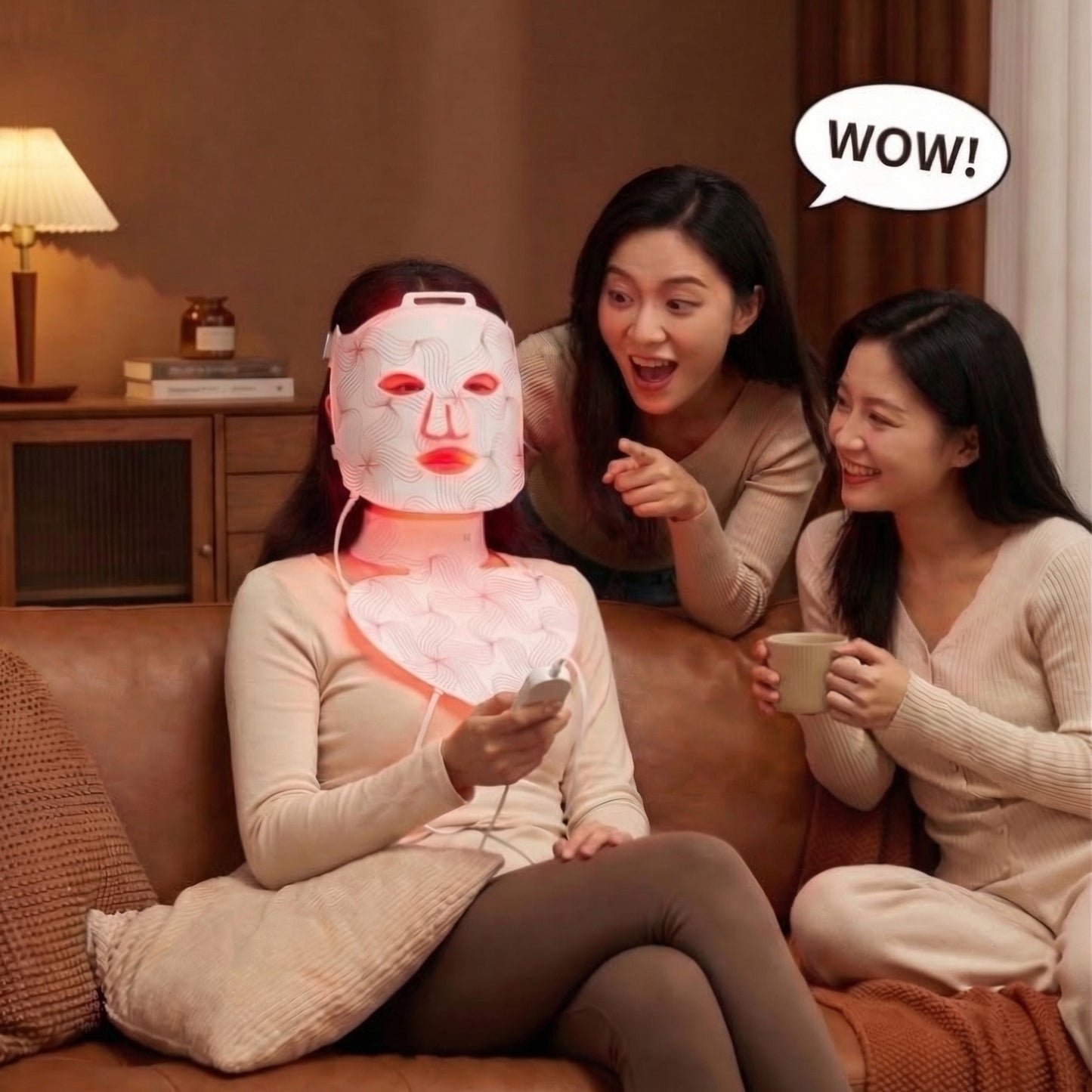 LED Light Therapy Face & Neck Set with Multiple Wavelengths (1072 nm, 850 nm, 633 nm, 590 nm, 415 nm) - FDA-Cleared Anti-Aging Skin Rejuvenation, Medical-Grade Silicone