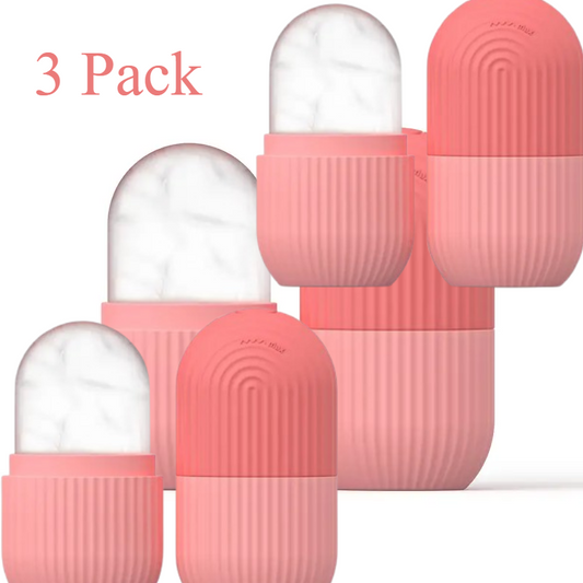 3-Pack Reusable Face Ice Roller; Silicone Beauty Cube Mold for Glowing Skin Pore Tightening & Puffiness Relief