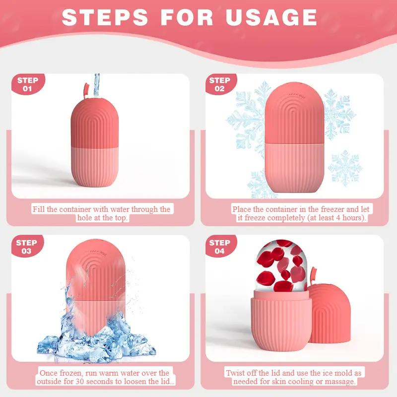3-Pack Reusable Face Ice Roller; Silicone Beauty Cube Mold for Glowing Skin Pore Tightening & Puffiness Relief