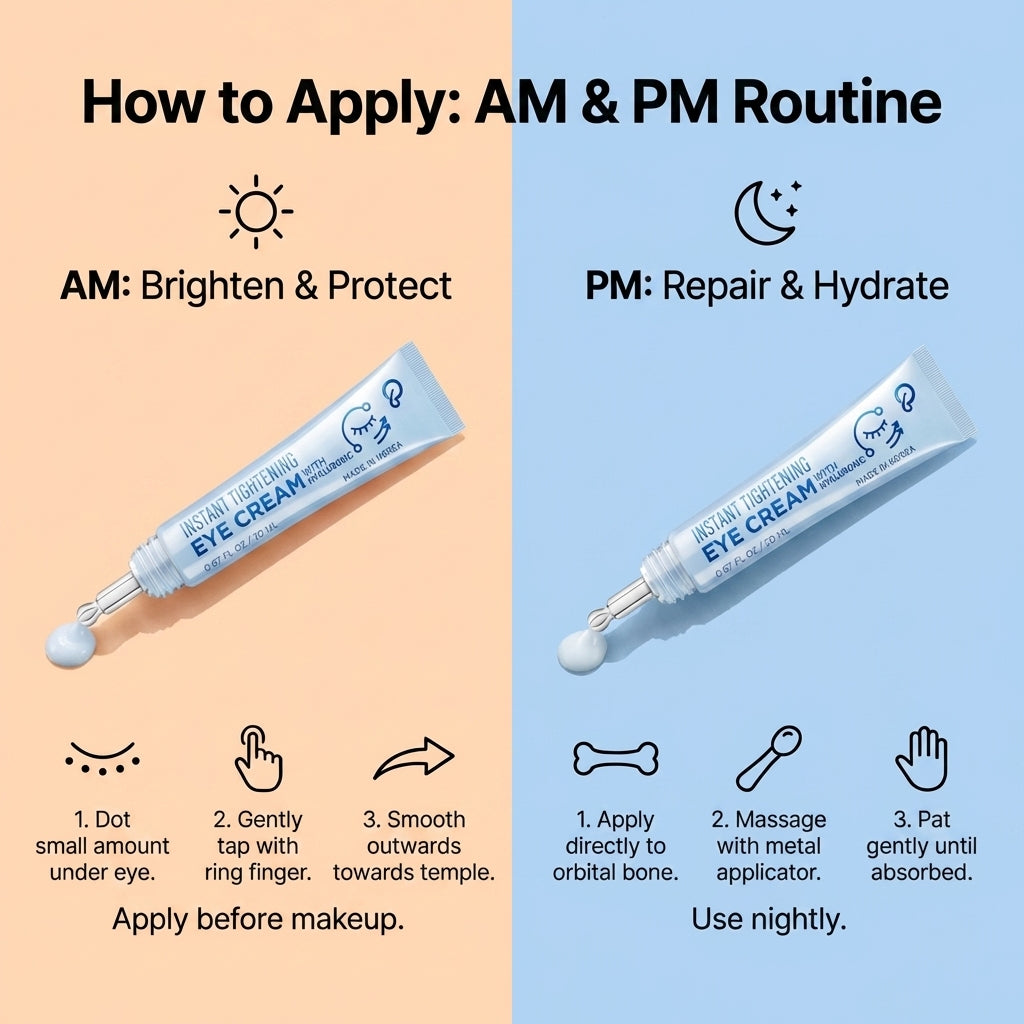 Korean Skin Care Hyaluronic Eye Cream, Instant Tightening & Hydrating, Firming & Depuffing Korean Under-Eye Treatment