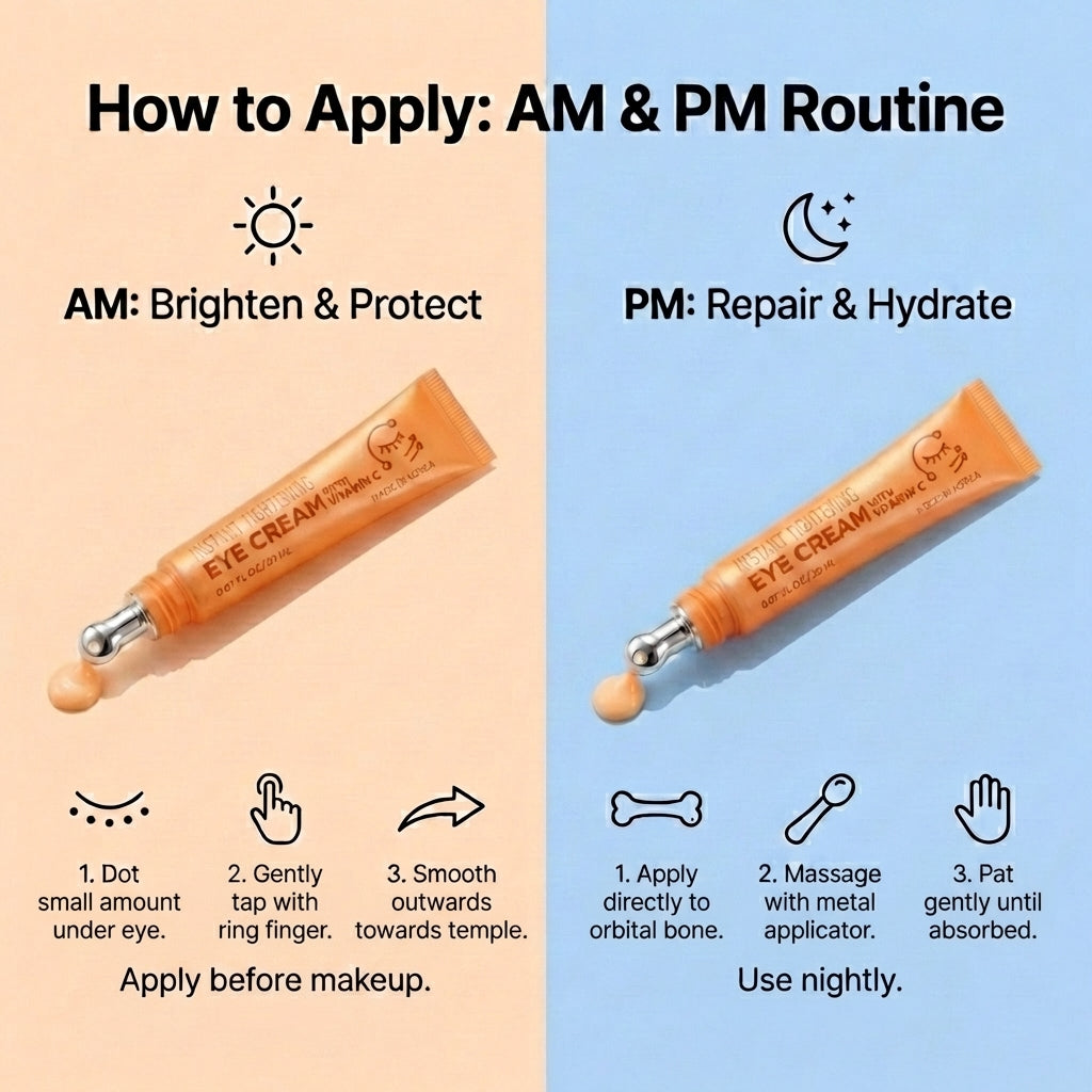 Korean Skin Care Vitamin C Eye Cream, Instant Tightening & Brightening, Firming & Depuffing Korean Under-Eye Treatment