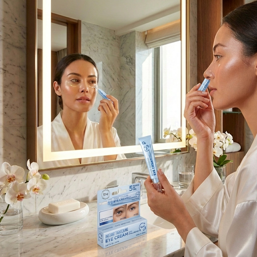 Korean Skin Care Hyaluronic Eye Cream, Instant Tightening & Hydrating, Firming & Depuffing Korean Under-Eye Treatment