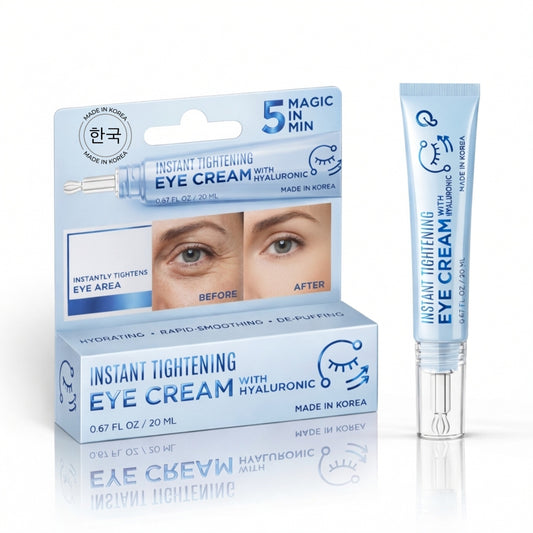 Korean Skin Care Hyaluronic Eye Cream, Instant Tightening & Hydrating, Firming & Depuffing Korean Under-Eye Treatment