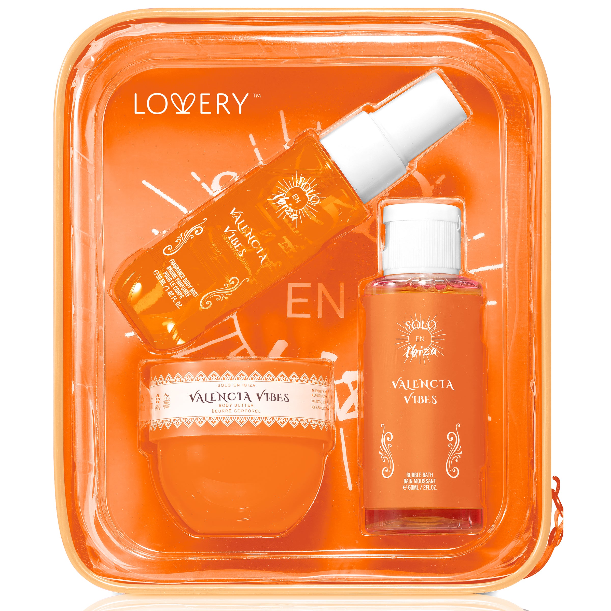 valencia vibes gift set,solo en ibiza,bath body set,citrus body