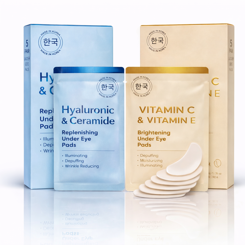 Lovery Under Eye Masks Duo - Korean Skincare Under Eye Pads with Vitamin C, E, Hyaluronic & Ceramide for Hydration & Brightening Treatment