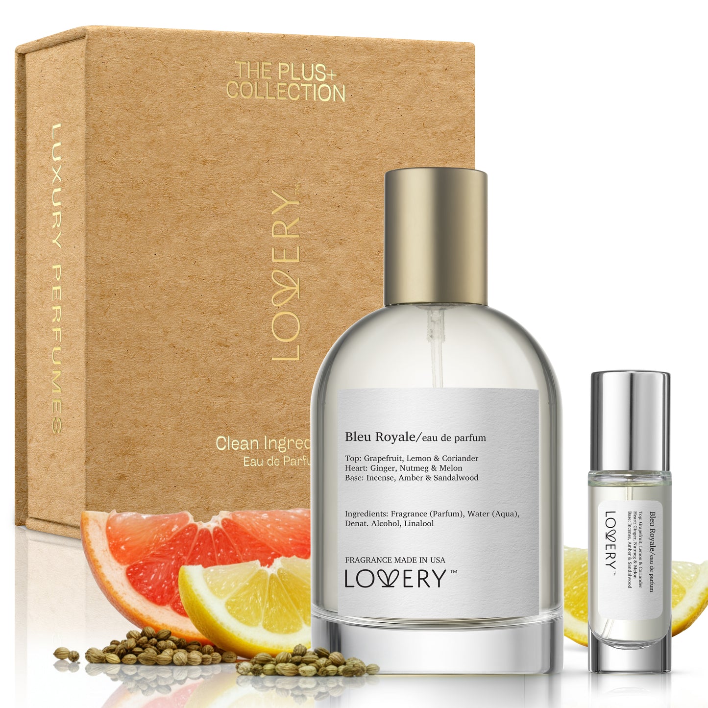 LoveryPlus Bleu Royale Eau de Parfum 2pc. Fragrance Gift Set - Inspired by Chanel Bleu de Chanel, 3.4 fl oz Perfume Spray