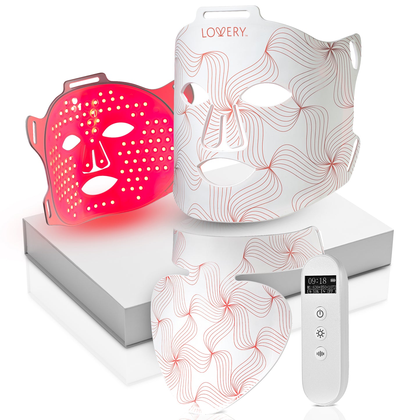 LED Light Therapy Face & Neck Set with Multiple Wavelengths (1072 nm, 850 nm, 633 nm, 590 nm, 415 nm) - FDA-Cleared Anti-Aging Skin Rejuvenation, Medical-Grade Silicone
