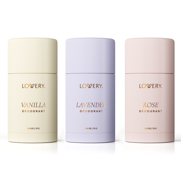 Vanilla, Lavender & Rose Deodorant Sticks – 3Pc Trio Gift Set | Lovery
