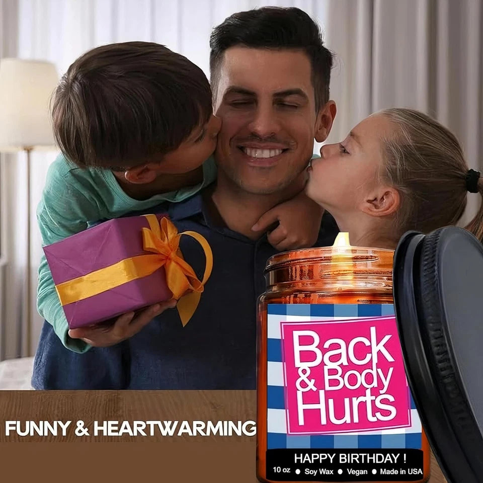 Funny Happy Birthday Candle, Gifts for Women & Men, Back & Body Hurts Candle