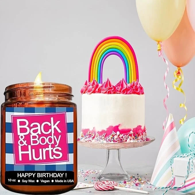 Funny Happy Birthday Candle, Gifts for Women & Men, Back & Body Hurts Candle