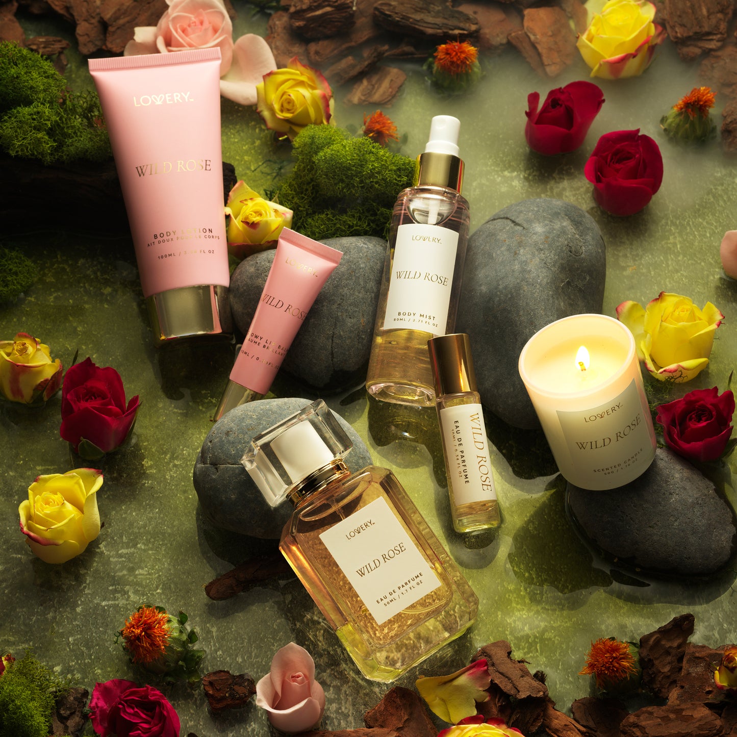 Wild Rose Beauty Body Care - 8Pc Cosmetic Bag Set