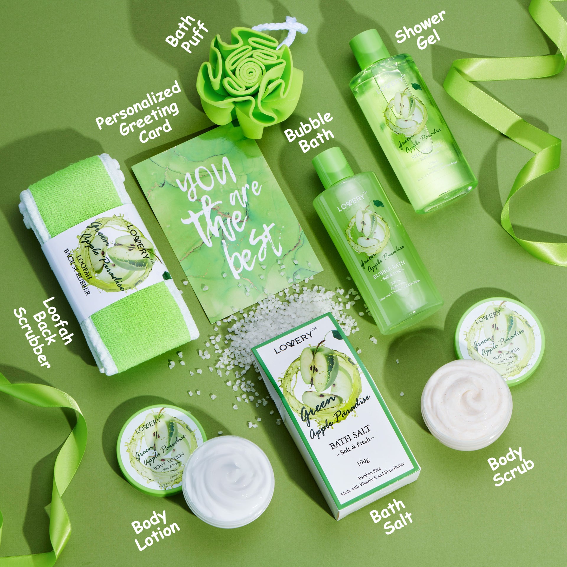 Refreshing Green Apple Basket - Luxe 9Pc Gift Set