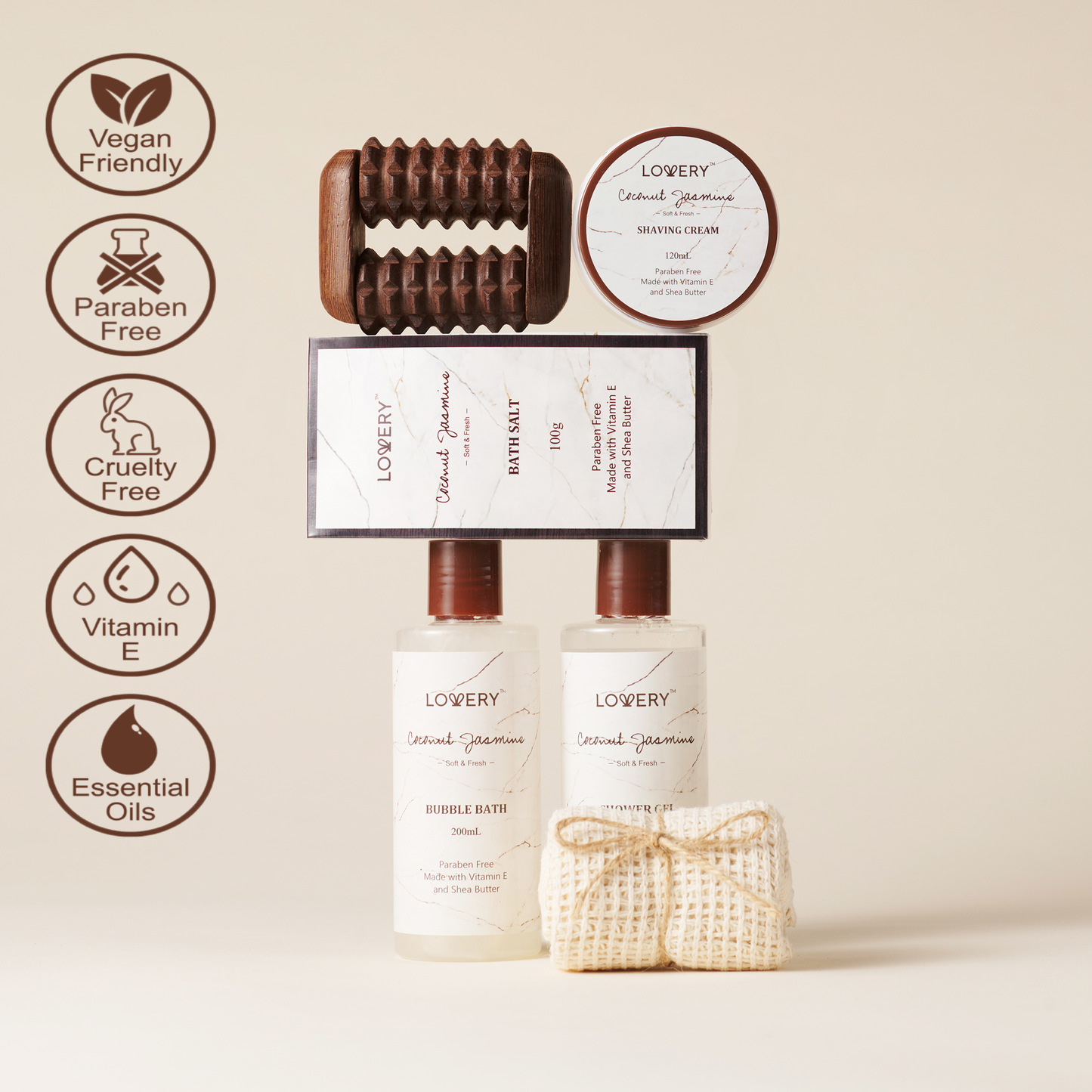 Lovery - Coconut Jasmine Marble Spa Kit - 8pc Wine Tumbler Gift Set