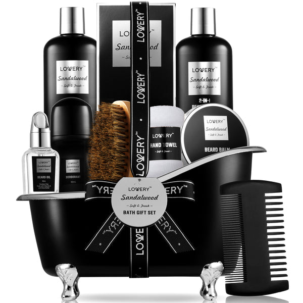 Beard Grooming Set 11Pc – Sandalwood Gift Basket for Men Gift | Lovery