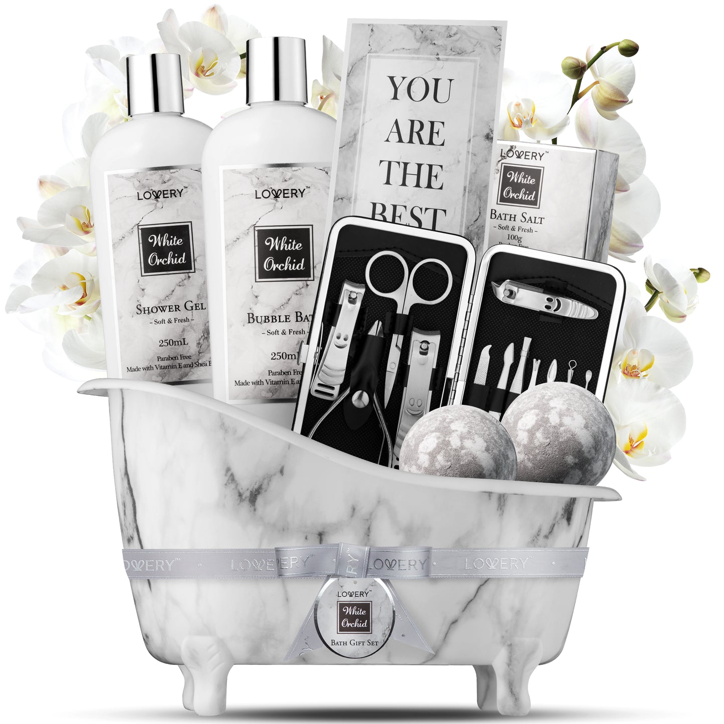 White Orchid Self Care Kit - 20Pc Personalized Gifts