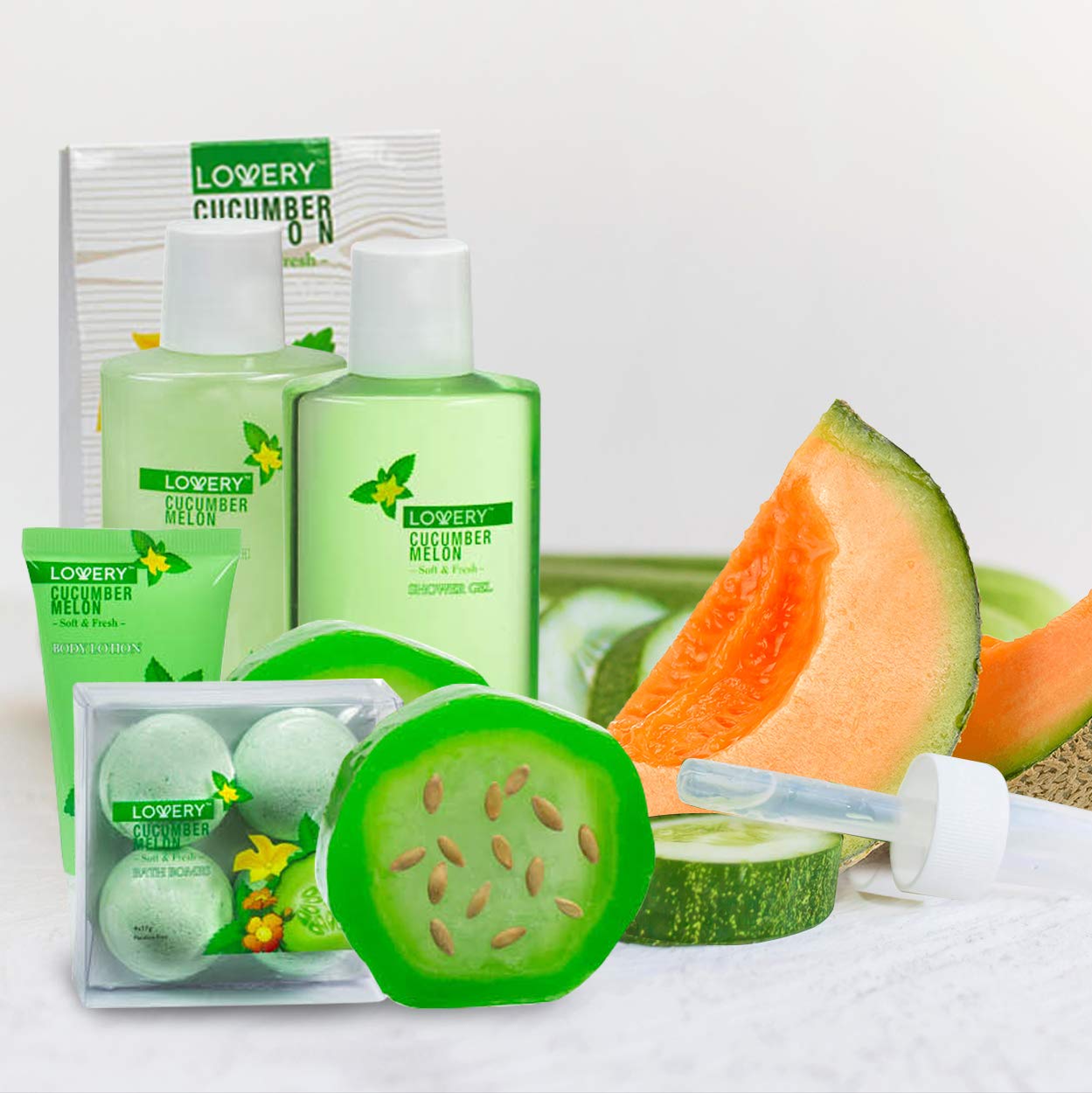 Mothers Day Gift Basket Organic Cucumber Melon Home Bath Set-Self