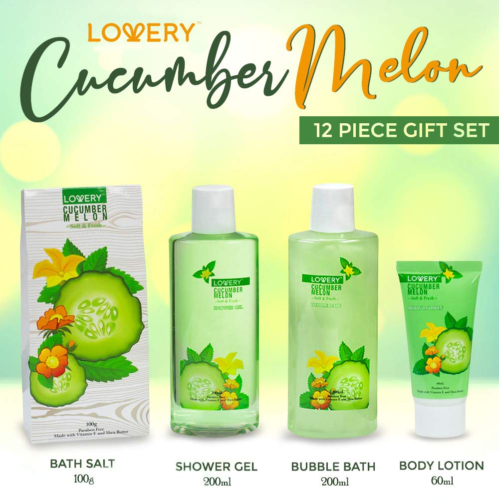 Cucumber Melon Home Bath Set - 10Pc Organic Self Care Kit