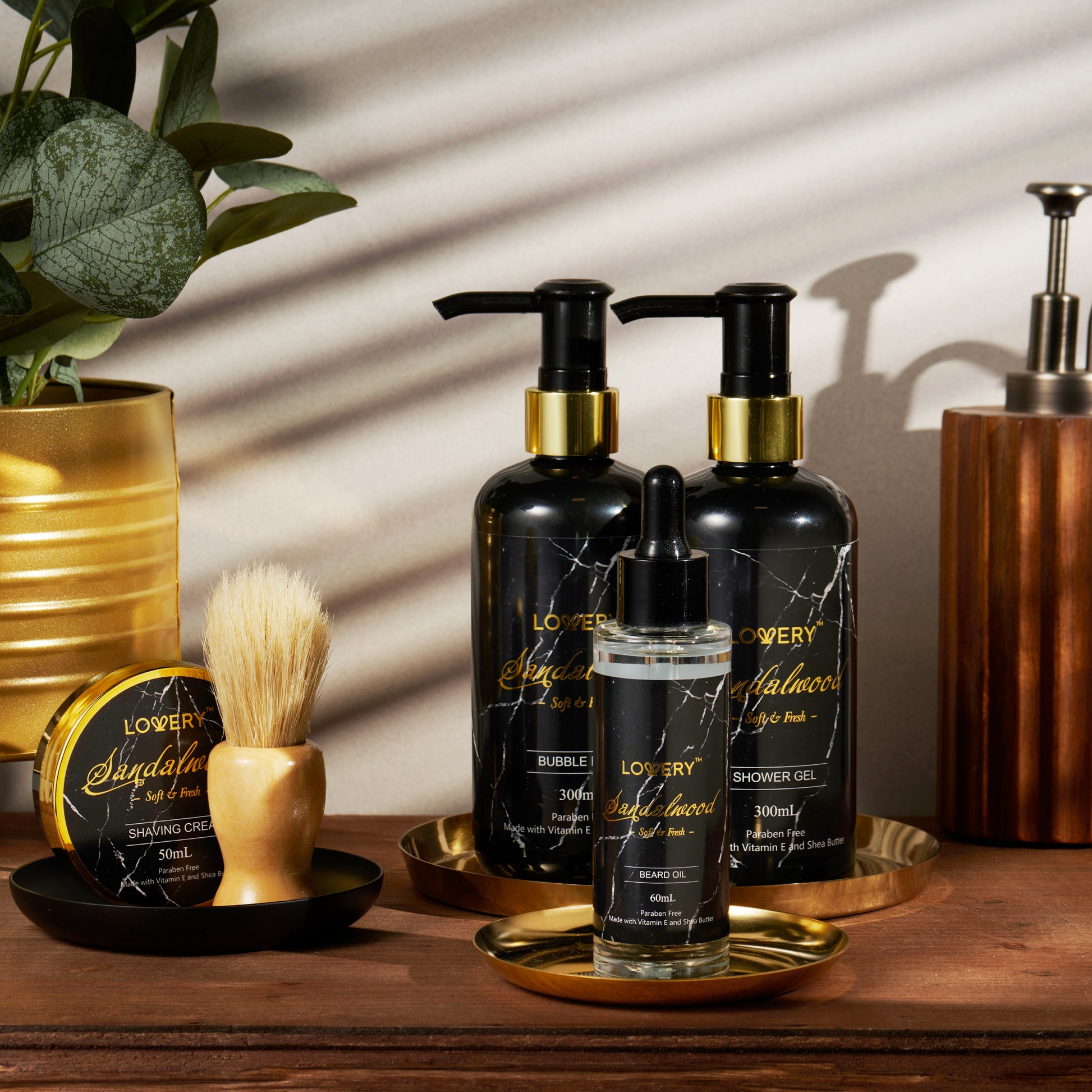 Grooming Gift for Men Natural Sandalwood Vanilla Bath & Body Set - Luxury Shaving, Skincare, Bath self-care Kit. Holiday Gift Set