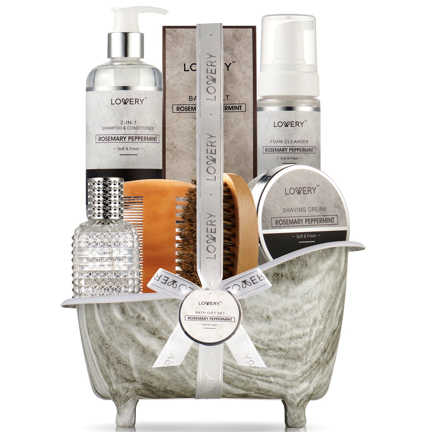 relaxing gift set, lovery gift set, lovery relaxing gift set, rosemary peppermint gift set, rosemary gift, peppermint beauty gift set, rosemary body lotion, peppermint bubble bath, lovery gift baskets, lovery gift box, lovery