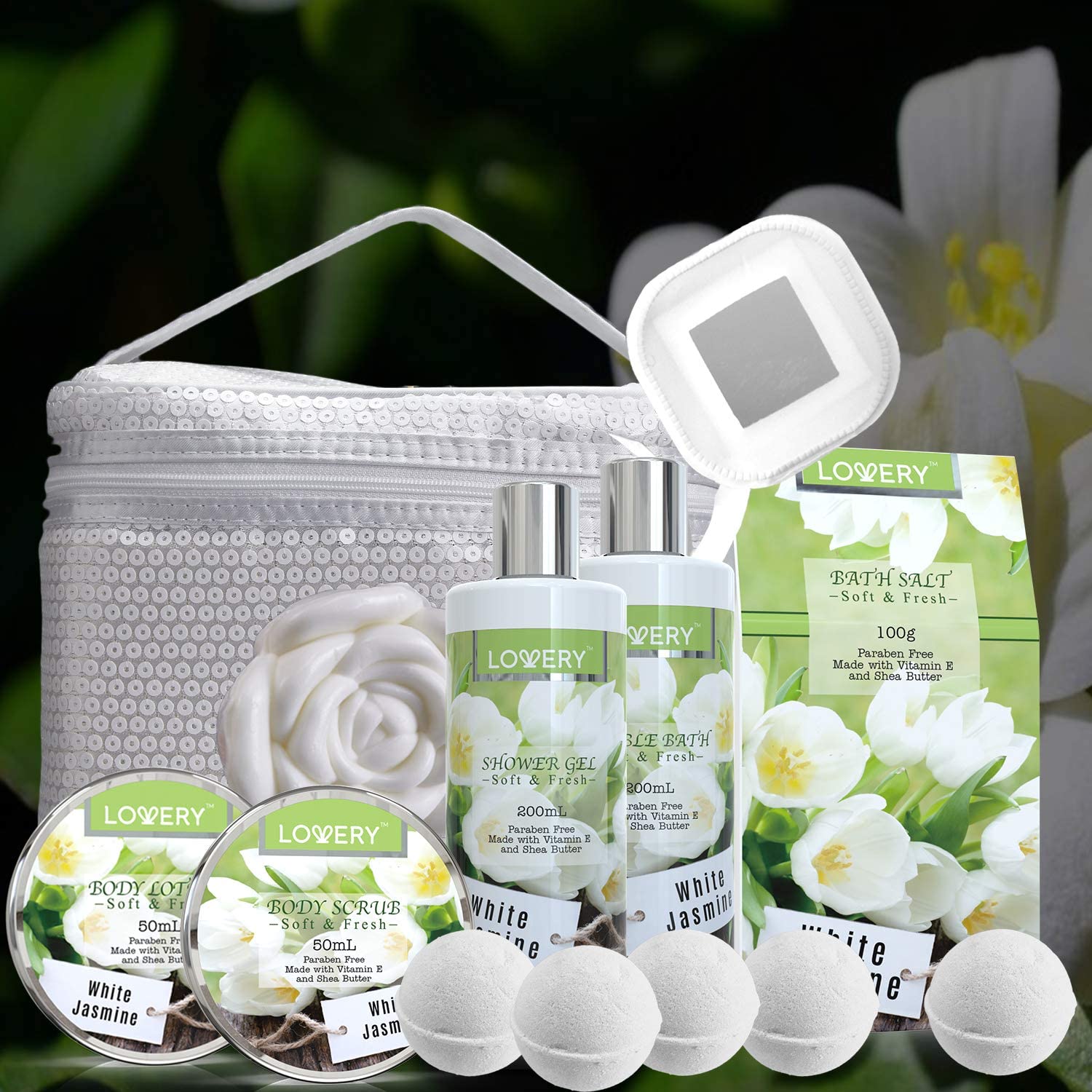 Mother's Day Gift Basket, Jasmine Scent Home Spa Body Self Care