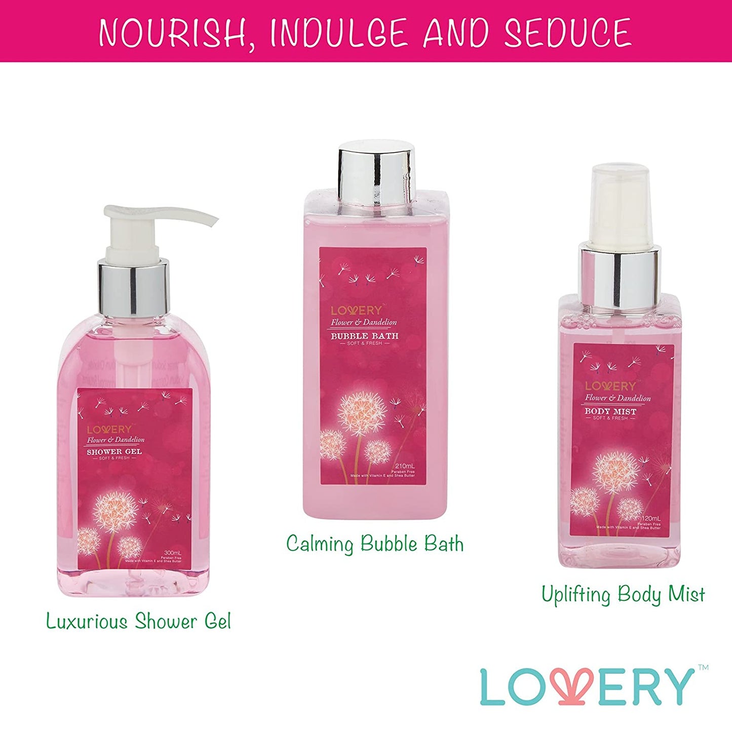Flower & Dandelion Body Care Set - 8Pc Spa Relaxing Gifts