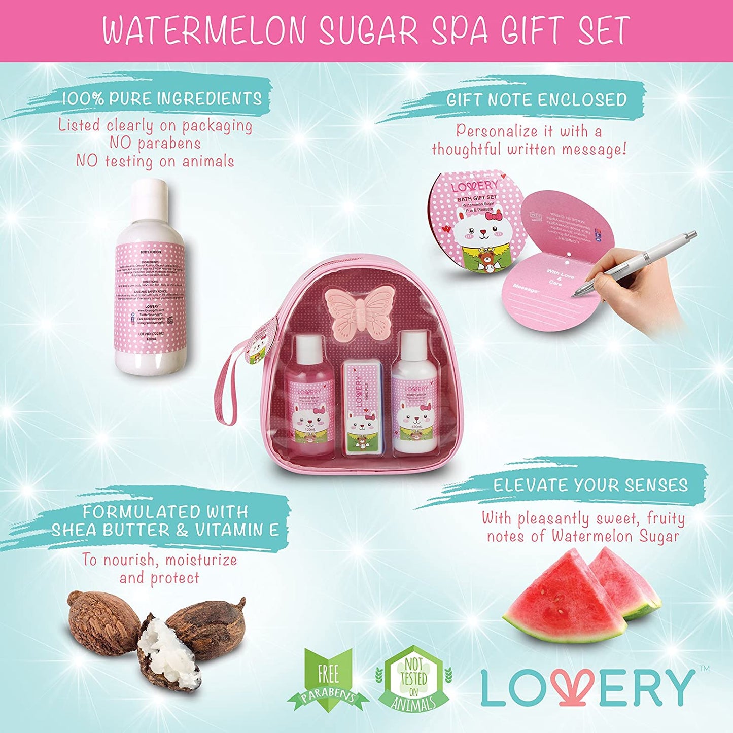 Watermelon Sugar Junior Gift Set - 5Pc Bath and Body Kit
