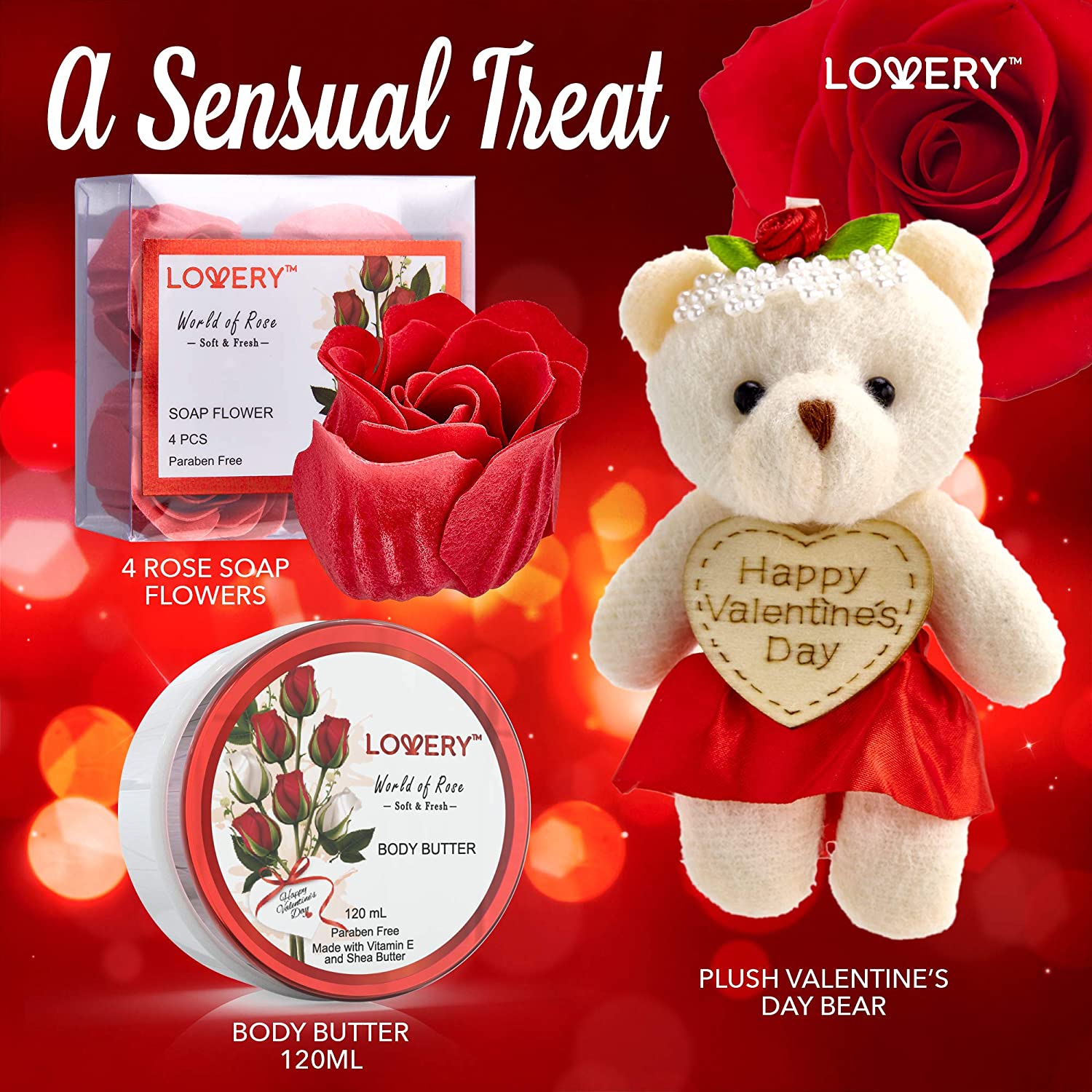 Valentine's Gift Set Peony Essential Oil Diffuser & Flowers Aroma