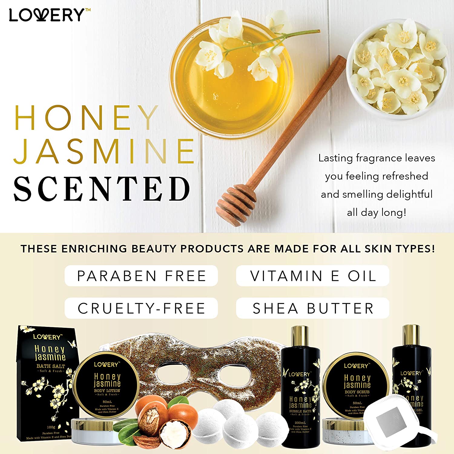 Birthday Gift Honey Jasmine Scented|Home Bath Set|Gift for Her Mom