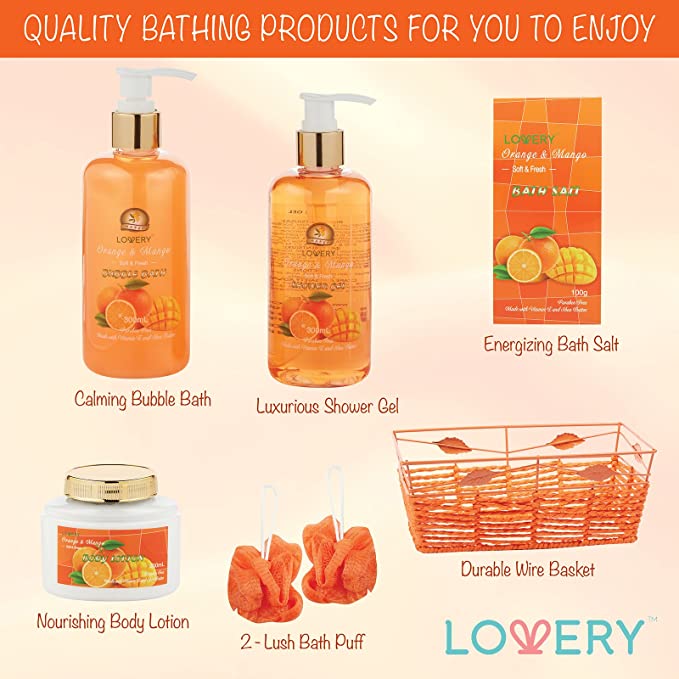 Orange and Mango Body Care Set - 8Pc Bath Gift
