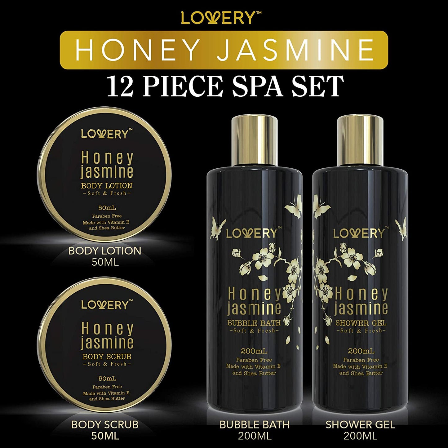 Honey Jasmine Spa Gift Set - 12Pc Cosmetic Bag Kit