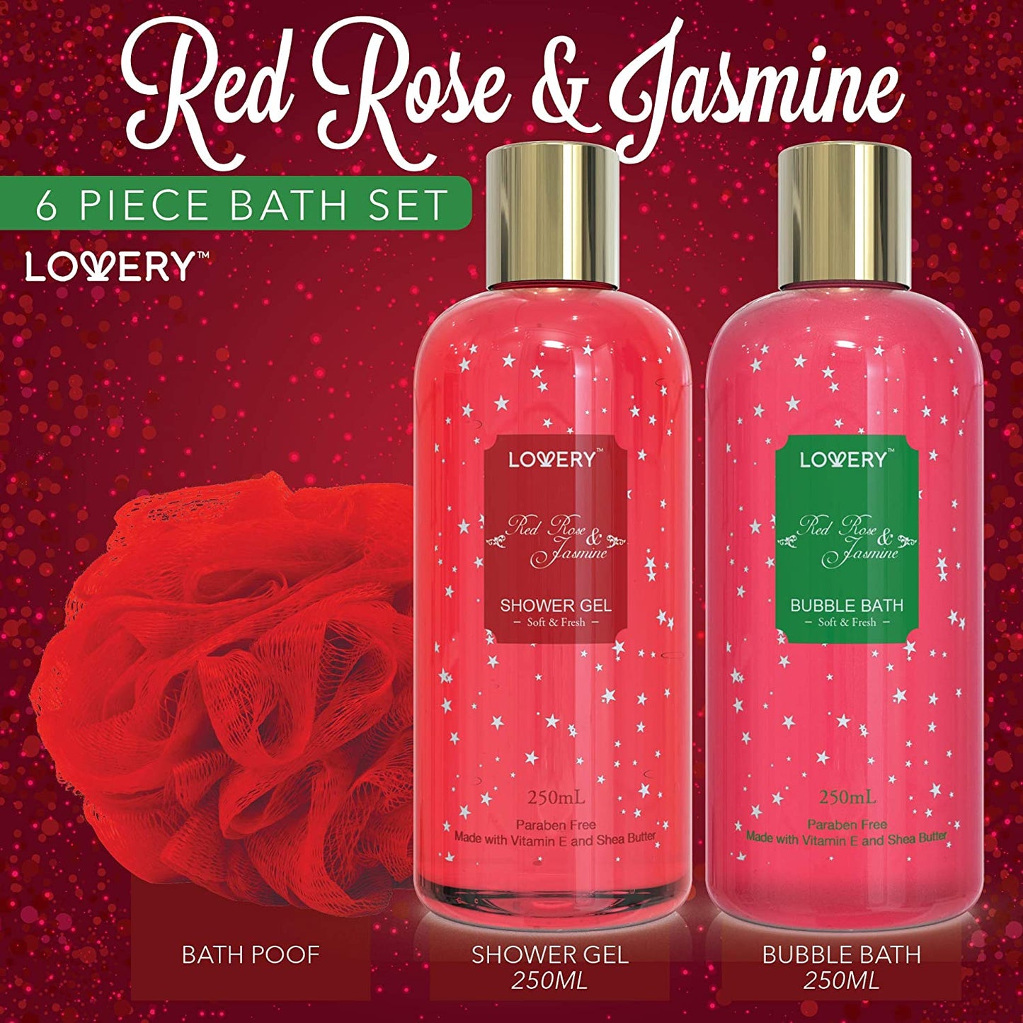 Jasmine and Red Rose Christmas Gift - 8Pc Bath and Body Set