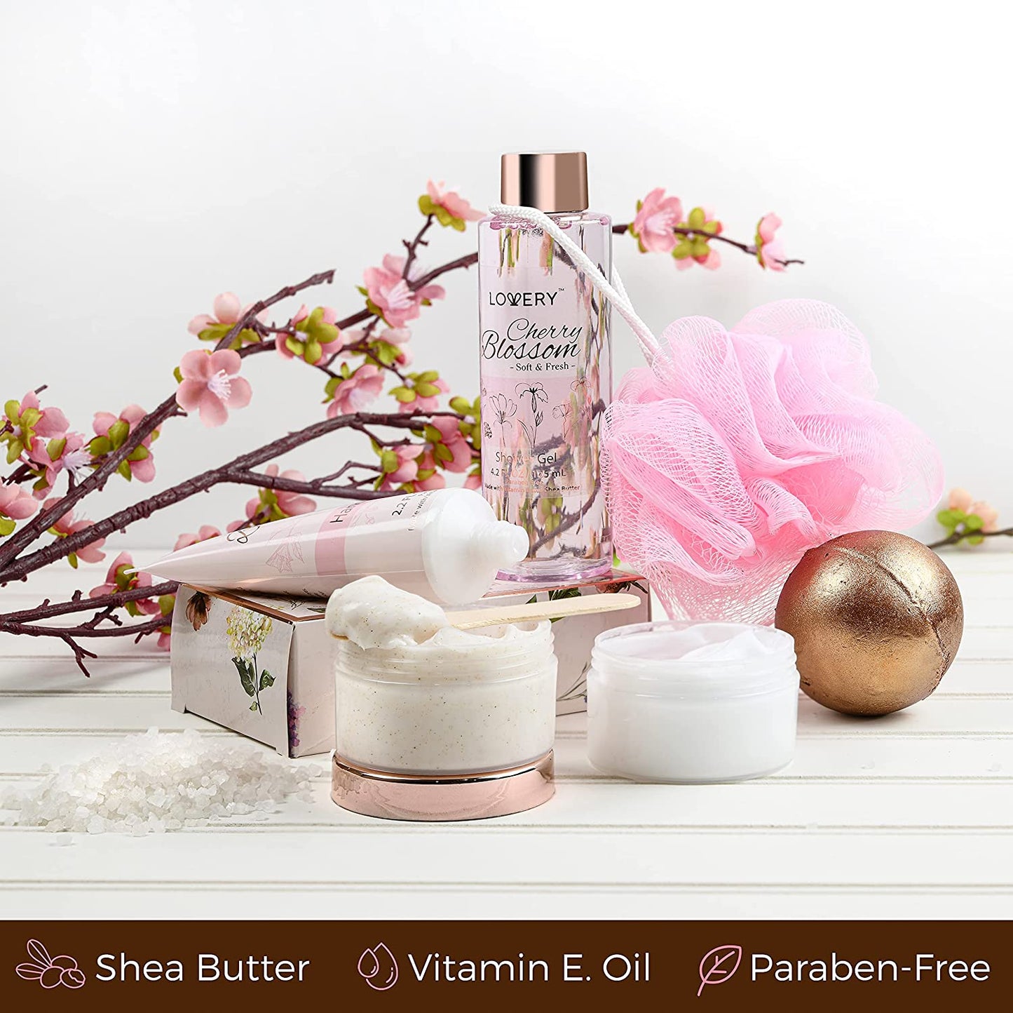 Cherry Blossom Spa Set - 8Pc Home Bath Relaxation Gift