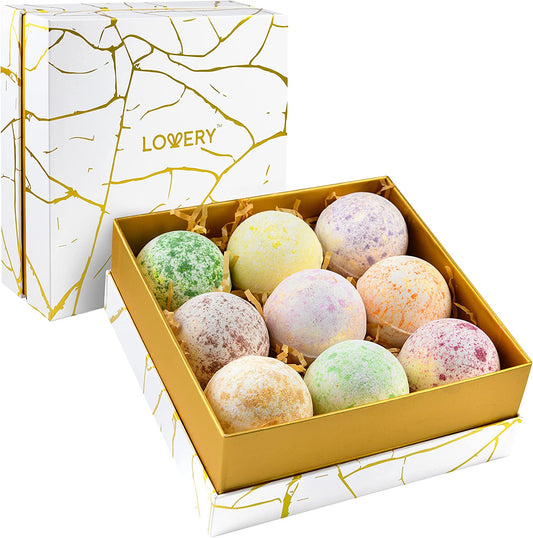 Bath Bombs Set - 9Pc Scented Marble Spa Fizzies