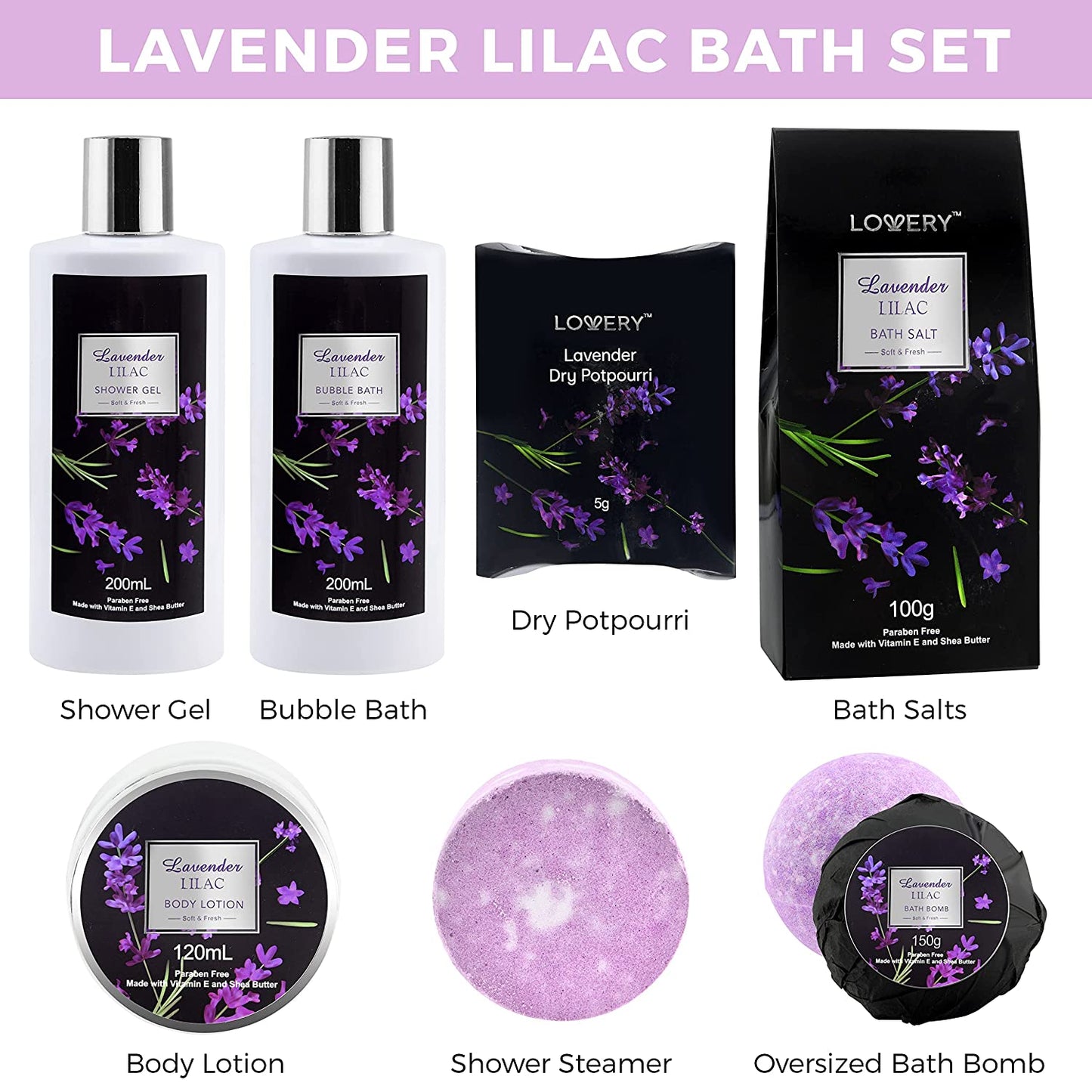 Lavender Body Care Gift Set - 8Pc Handmade Spa Kit