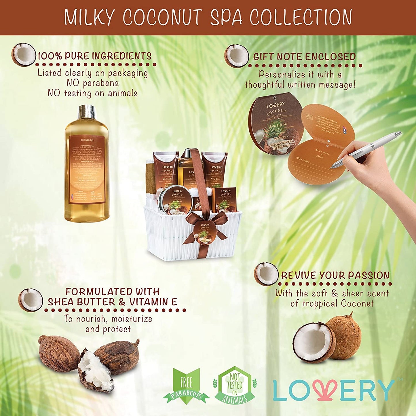 Tropical Milky Coconut Home Bath Set - 8Pc Spa Kit