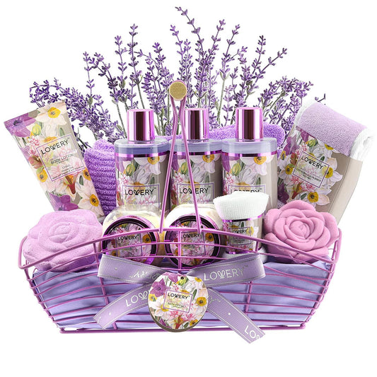 Lavender Vanilla Gift Set - 13Pc Bath and Body Basket