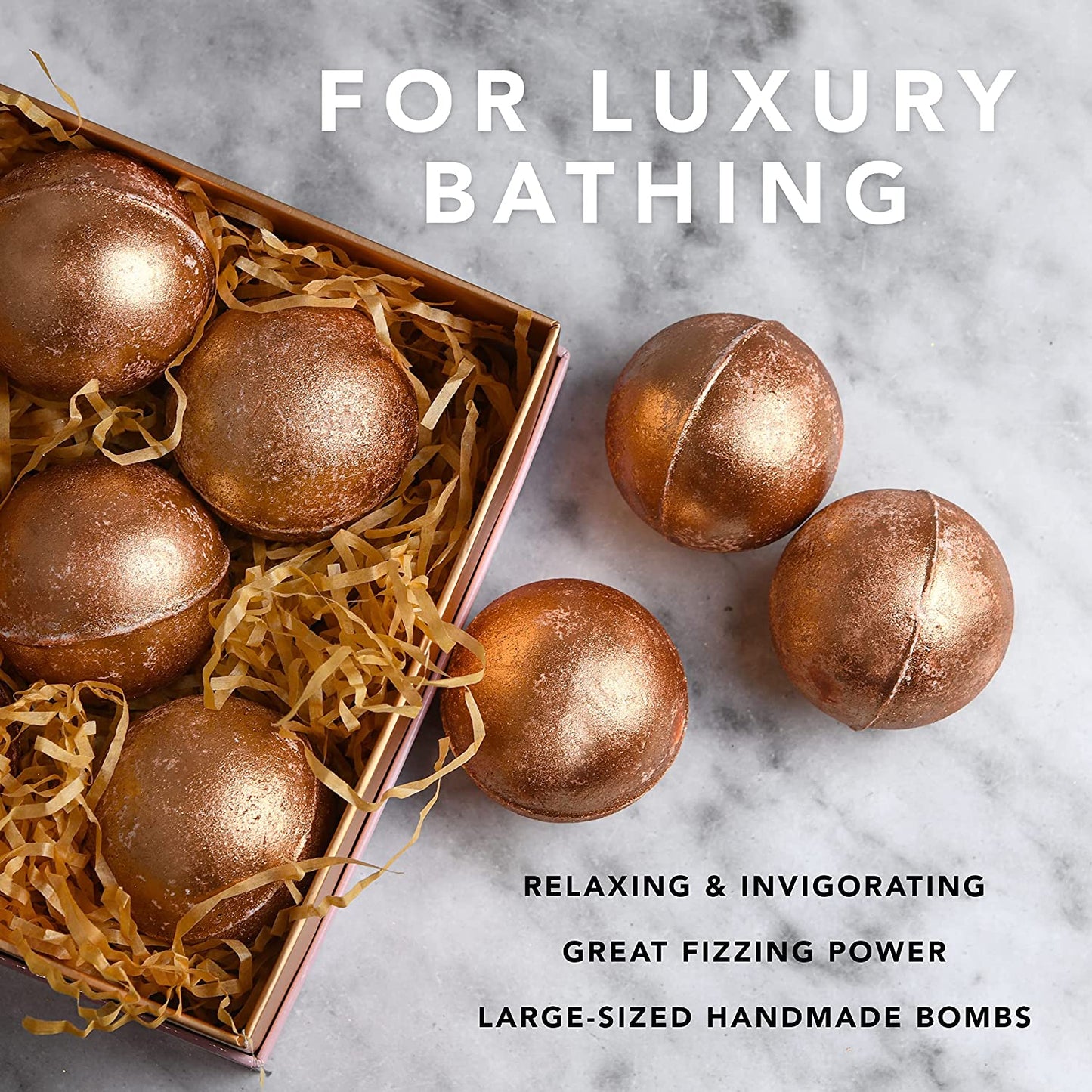 Rose Gold Marble Bath Bombs - 9Pc Bubble Bombs Set