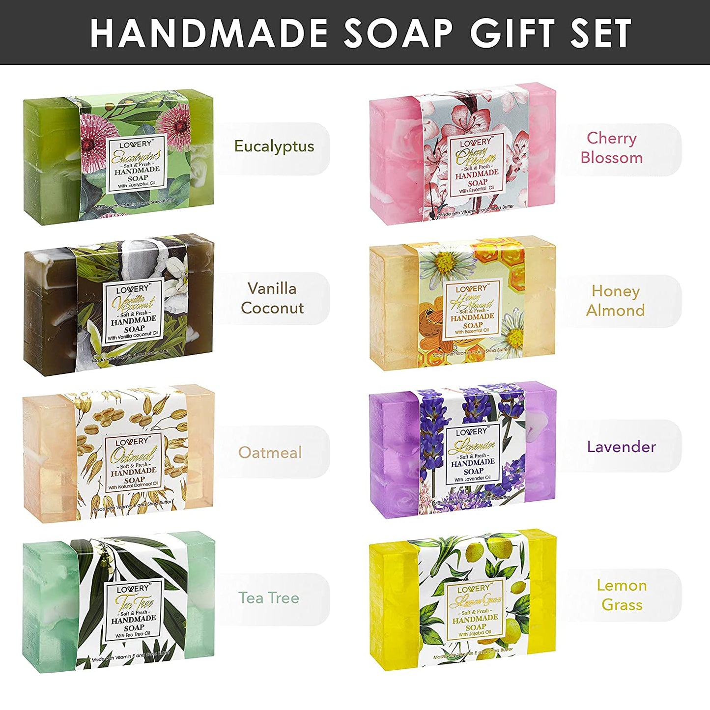Handmade Soap Set - 8pc Variety Pack Bath Soap
