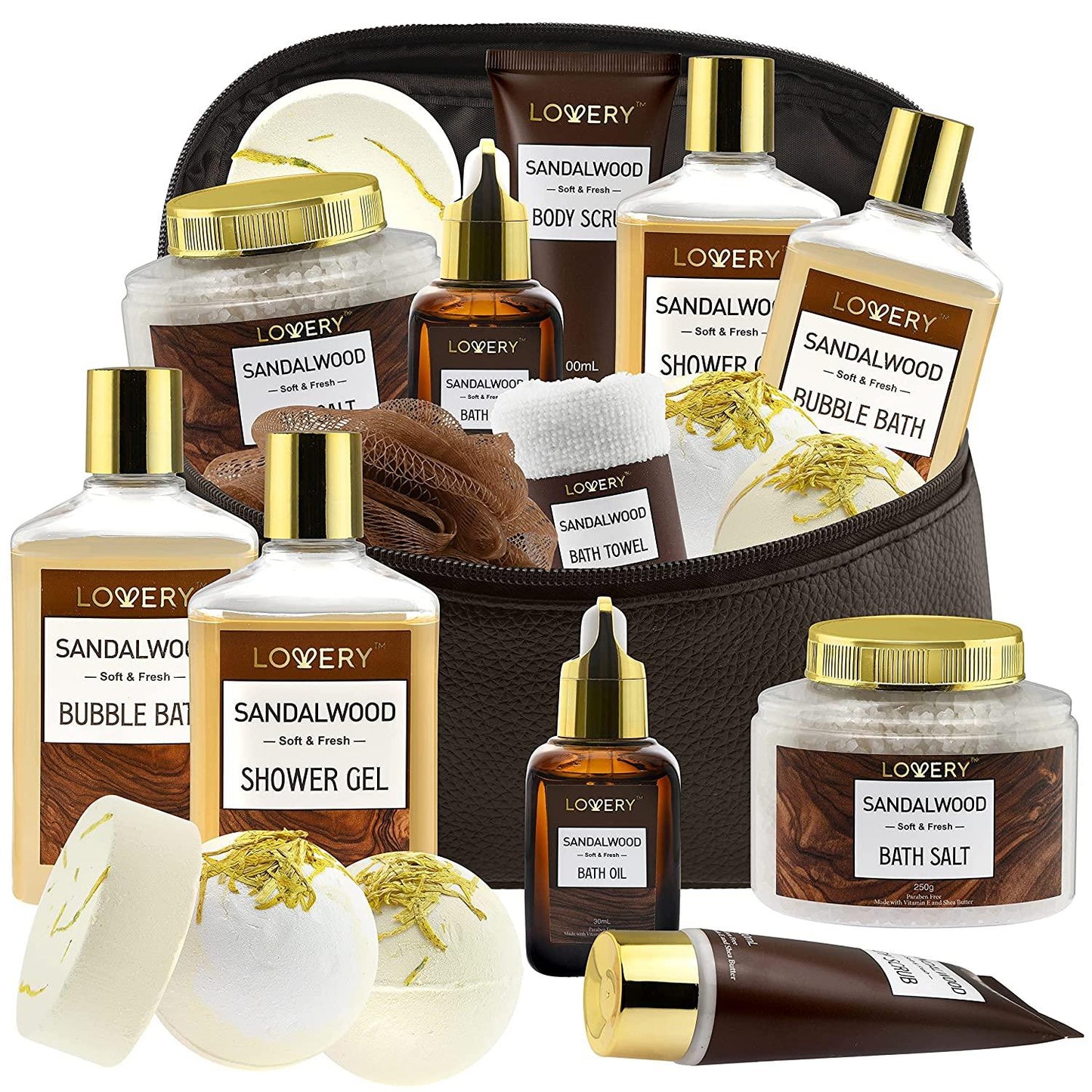 Travel Perfume Gift Set - Lovery Gift Baskets Brown / Cedarwood Fragrance - Burnt Wood Fragrance - Blossom Bomb Fragrance - Noir Fragrance - Old