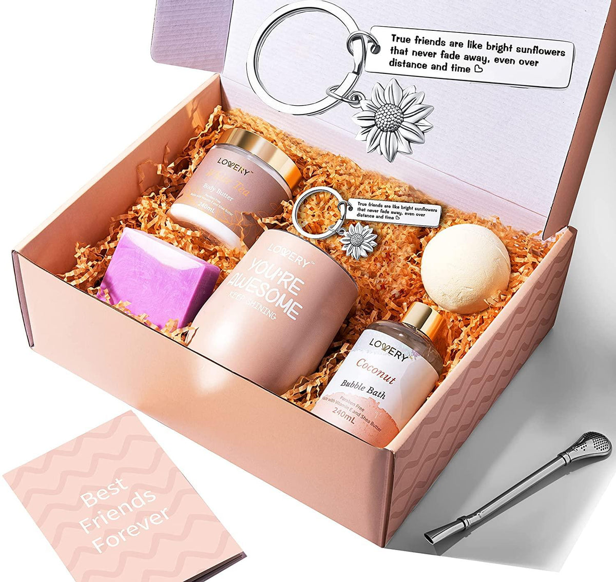 Lovery Box Best Friends Handmade Box, 8pc Gift Home Spa Set - Lovery