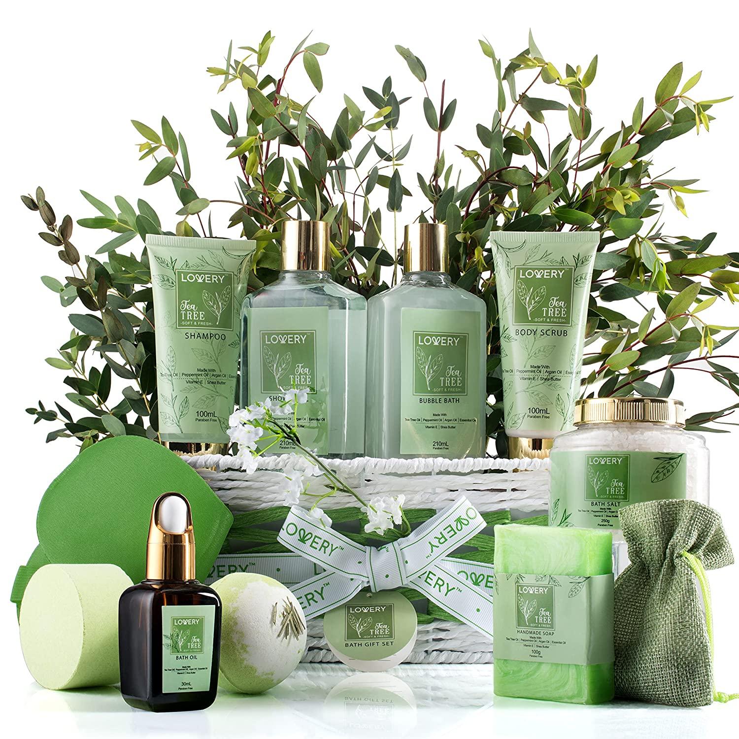 tea tree spa, tea tree essential oil, tea tree bath set, lovery gift baskets, lovery beauty products, lovery gift boxes, tea tree body lotion, tea tree body cream, tea tree gift baskets