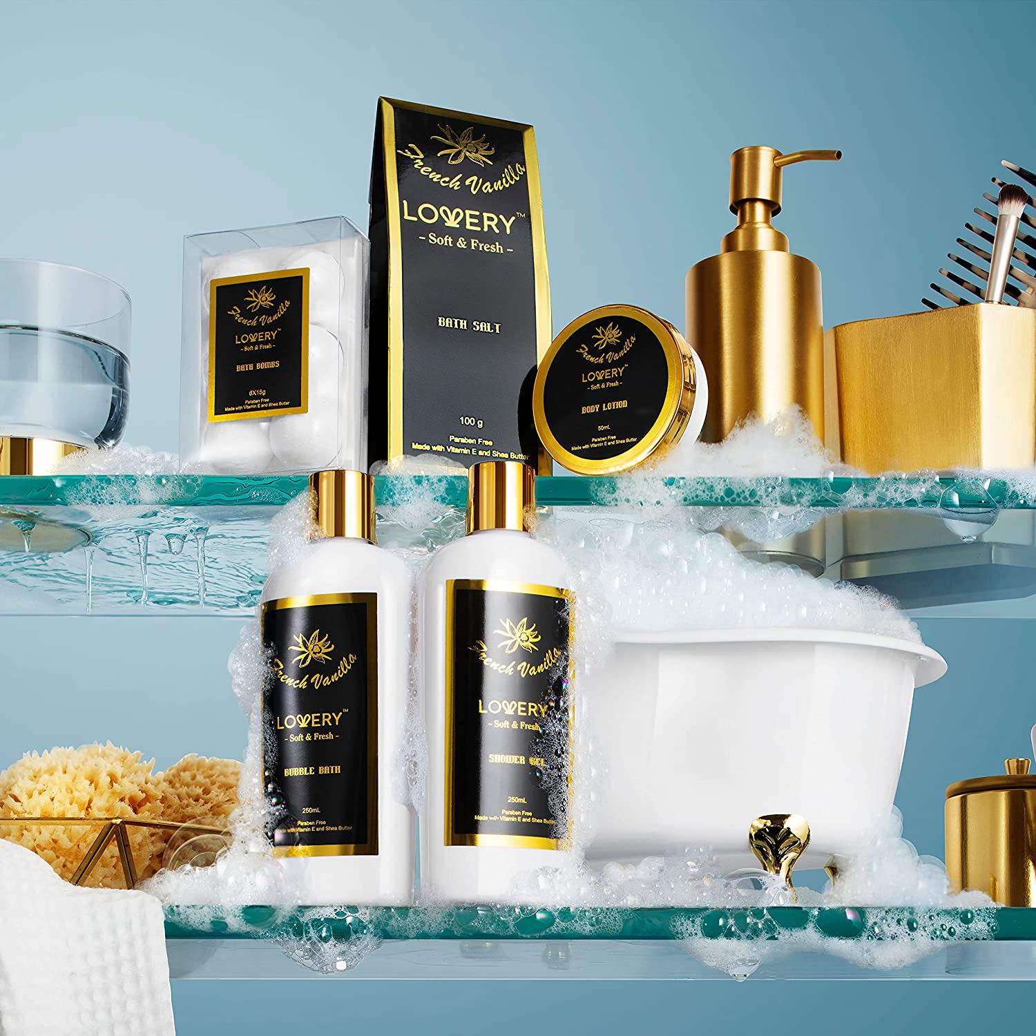  Spa Gift Basket – Bath and Body Set with Vanilla Fragrance by  Lovestee - Gift Basket Includes Shower Gel, Body Lotion, Hand Lotion, Bath  Salt, Eva Sponge and a Bath