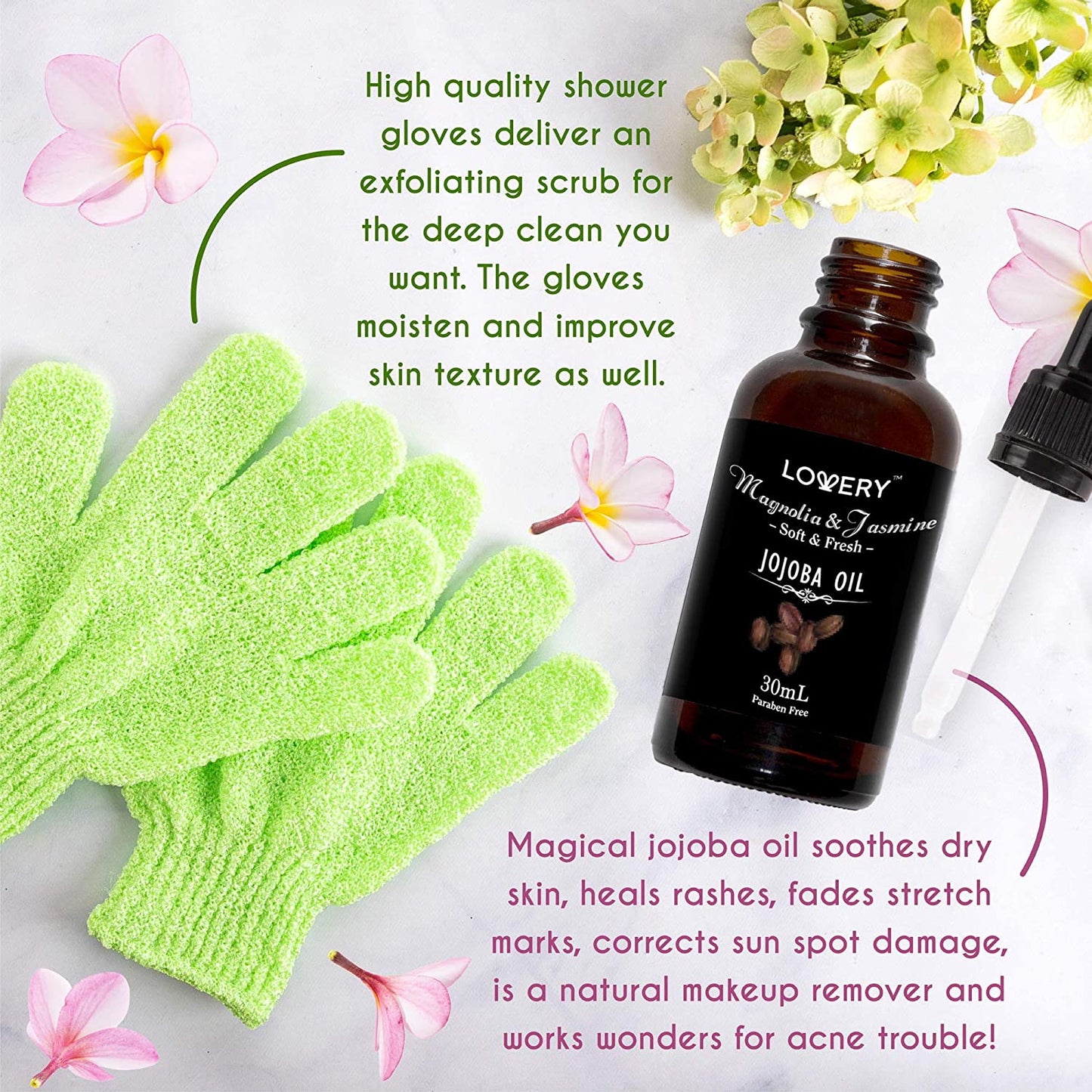 Magnolia and Jasmine Spa Bath Set - 10Pc Self Care Gifts