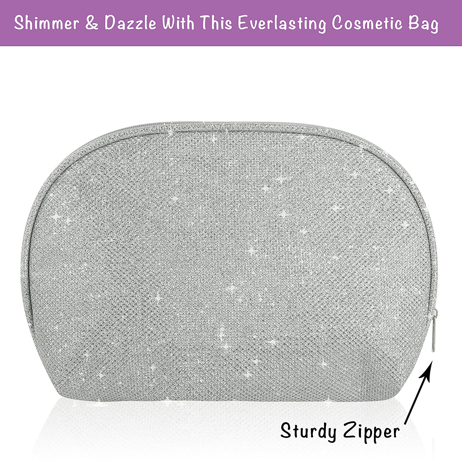 Lovery cosmetic bag, bath gift set accessory, Shimmering & Dazzling Cosmetic Pouch, Luxury Cosmetic Storage, Exquisite Silver Star Design, Soothing Texture and Finish, Everlasting Beauty Accessory, Travel-Size Cosmetic Keeper, Elegant Makeup Storage, Silver and Sparkling Cosmetic Bag, Paraben-Free Beauty Essential Holder, Cruelty-Free Makeup Storage with Sturdy Zipper