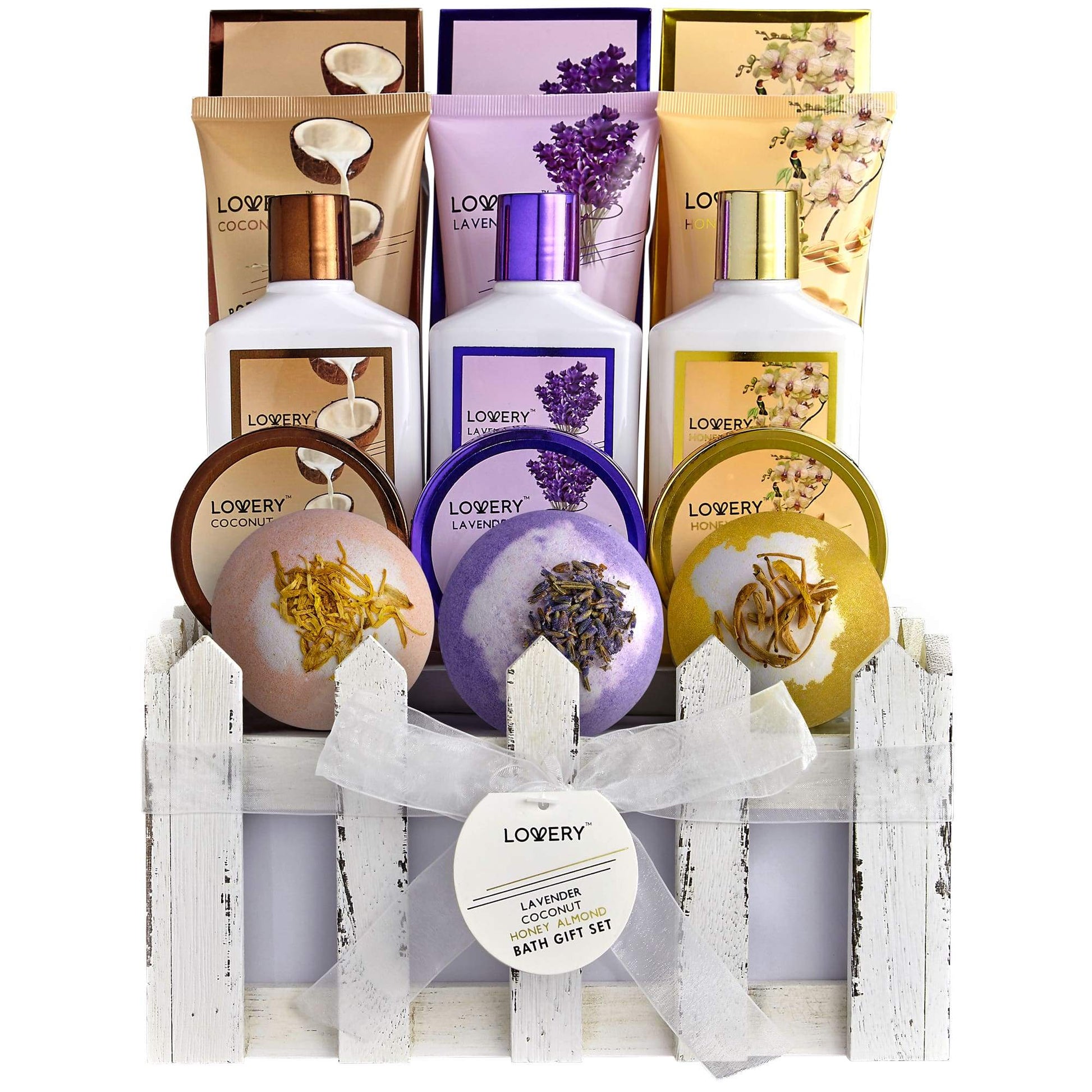 Lovery - Body Care Gift Basket for Moms - 8pc New Mom Spa Kit