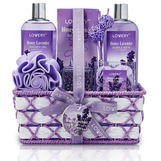 Honey Lavender Spa Bath and Body Gift Set - Includes Lavender Diffuser - Lovery
