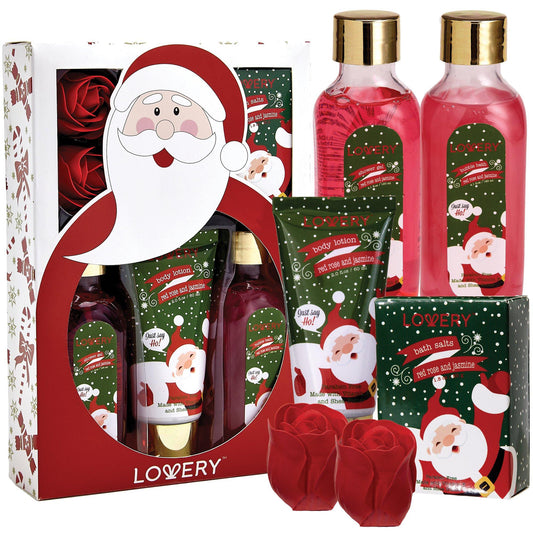 Christmas Spa Bath and Body Set in Red Rose Fragrance - Lovery